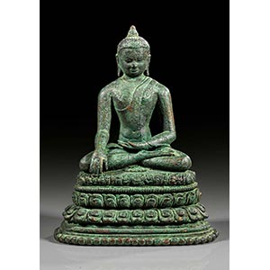Sitzende Statue des Buddha Sakyamuni. Bronze ... 
