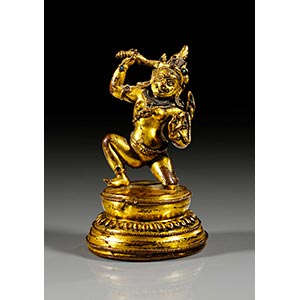 Kniende Statue des Acala. Vergoldete Bronze ... 