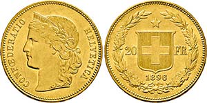 SCHWEIZ   - Bern.20 Franken 1896 B (900 ... 