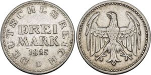 3 Mark 1924 G (vz) und 1925 D (fast vz). ... 