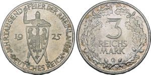 3 Reichsmark 1925 A, D, F, G und J ... 
