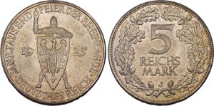 Hamburg.5 Reichsmark 1925 J ... 