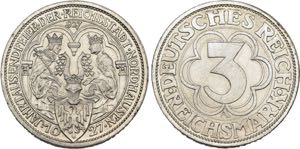 Berlin.3 Reichsmark 1927 A (Jahrtausendfeier ... 