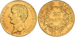 Consulat. 1799-1804, Paris.20 Francs o.J. An ... 