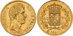 Charles X. 1824-1830, Paris.40 Francs 1830 A ... 