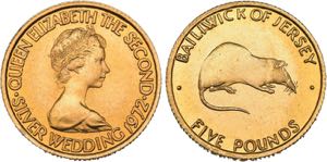 Elizabeth II., 5 Pounds 1972 (917 fein) auf ... 
