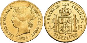 Isabel II. 1833-1868, Manila.4 Pesos 1864 ... 