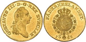 Gustav III. 1771-1792, Stockholm.Dukat 1783 ... 