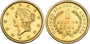 Philadelphia.1 Dollar 1851 no mm (900 fein; ... 