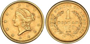 Philadelphia.1 Dollar 1853 no mm (900 fein; ... 