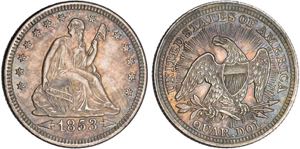Philadelphia.1/4 Dollar (Quarter) 1853 no ... 