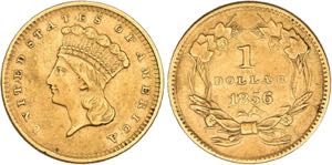 Philadelphia.1 Dollar 1856 no mm (900 fein). ... 