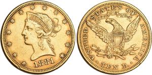 Philadelphia.10 Dollars (Eagle) 1881 no mm ... 