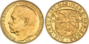 P r o b e  in Gold 1928 für ein 20 M-Stück ... 