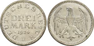 WEIMARER REPUBLIK   3 Mark 1924 A (ss-vz) ... 