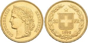 SCHWEIZ   Bern.20 Franken 1896 B (900 fein). ... 