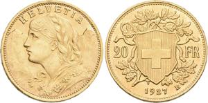 SCHWEIZ   Bern.20 Franken 1927 B (900 fein) ... 