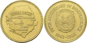 SIERRA LEONE   1/2 Golde 1966 (900 fein) auf ... 