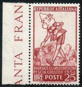 1954 - Repubblica Italiana - Pinocchio L. 25 ... 