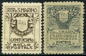 1894 - San Marino -  Stemmi, vignetta più ... 