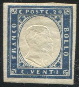 1855 - Sardegna - IV emissione, 20 centesimi ... 