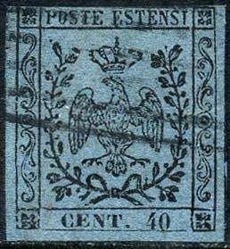1852 - Modena - 40 centesimi celeste, ... 