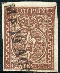 1853 - Parma - 25 centesimi con la greca di ... 