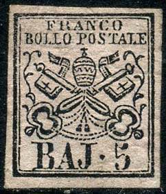 1852 - Stato Pontificio - 5 baj rosa chiaro. ... 