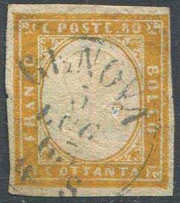 Sardegna 80 centesimi arancio del 1862. ... 
