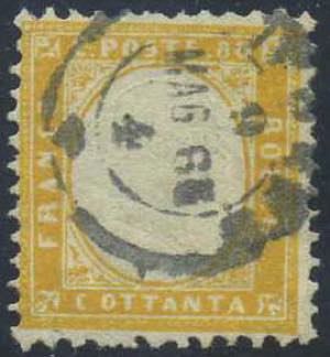 Vittorio Emanuele II, 80 centesimi giallo ... 