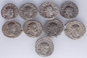 A lot containing 9 silver coins. Includes ... 