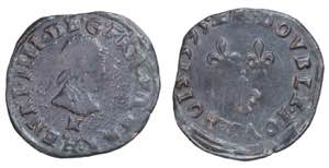 Henri IV. Double Tournois (Cu) 1595 AD, ... 