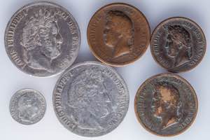 A lot containing 3 silver coins and 3 copper ... 
