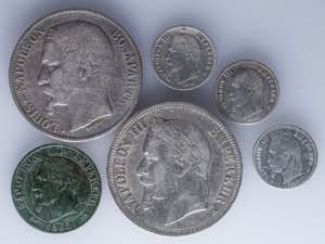 A lot containing 5 silver and 1 bronze coins ... 