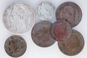 A lot containing 2 silver coins and 5 copper ... 