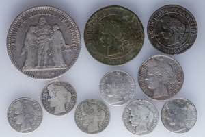 A lot containing 8 silver and 2 bronze coins ... 