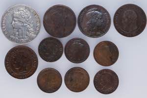 A lot containing 1 nickel and 10 copper ... 