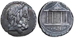 Roman Republic. M. Volteius. Denarius AR 78 ... 
