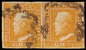 SICILIA 1859
½gr. arancio, I tavola, carta ... 