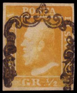 SICILIA 1859
½gr. giallo chiaro, I tavola, ... 