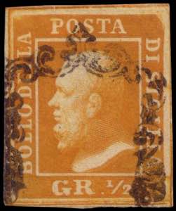 SICILIA 1859
½gr. arancio scuro, ... 