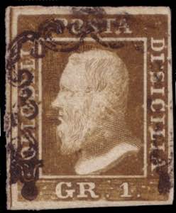 SICILIA 1859
1gr. bruno ruggine, I tavola, I ... 