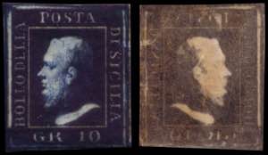 SICILIA 1859
10gr. azzurro cupo, stampa ... 