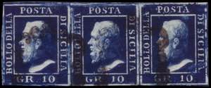 SICILIA 1859
10gr. indaco, striscia ... 