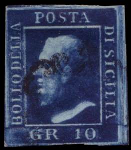 SICILIA 1859
10gr. azzurro cupo con doppia ... 