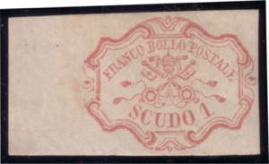 STATO PONTIFICIO 1852 1 scudo rosa carminio, ... 