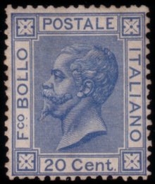 REGNO DITALIA 1867
Varietà. 20c. azzurro, ... 