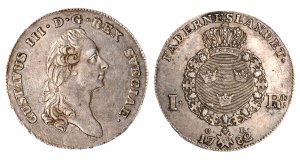 SVEZIA - GUSTAVO III, Riksdaler 1782 Argento ... 