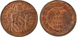 PIO IX (1846-1870) - 5 baiocchi 1851, anno ... 