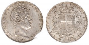 CARLO ALBERTO (1831-1849) - 5 lire 1847, ... 